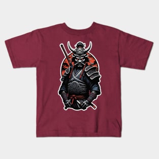 Ancient Japanese Warrior with Katana Sword in Vintage Armor Kids T-Shirt